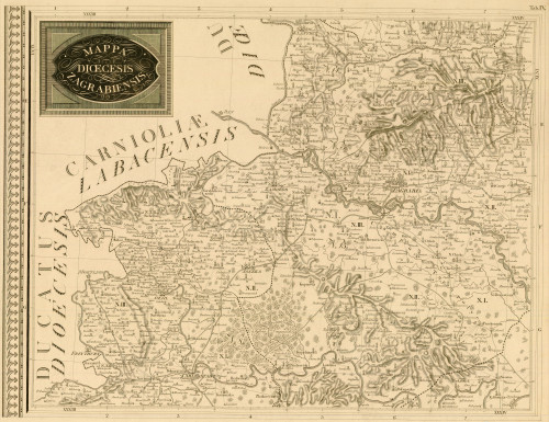 ZAGREBAČKA BISKUPIJA – upravna karta, 1822., bakrorez