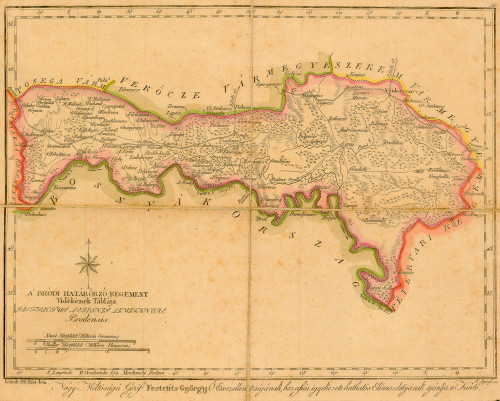 BRODSKA PUKOVNIJA – opća karta, 1811., bakrorez djelomično u boji