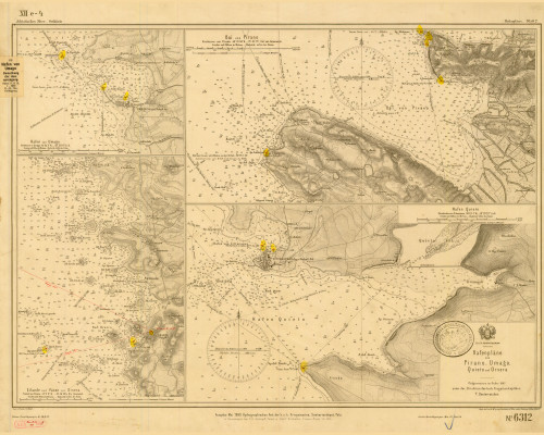 ISTRA, PIRAN, UMAG, VRSAR, NOVIGRAD – pomorska karta, 1867. - 1890., litografija