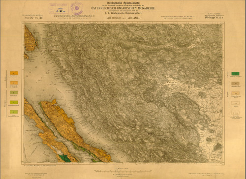 HRVATSKA, KARLOBAG, JABLANAC – geološka karta, 1906. - 1909.