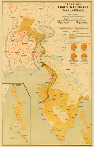 ISTRA, KVARNER – demografska karta, 1940., tisak u boji